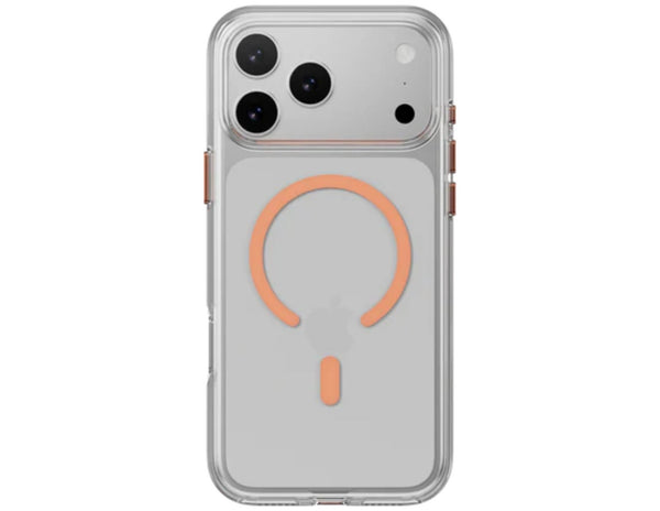 MagEasy Bright M Never Yellowing Protective Clear Case for iPhone 17 Series, MagSafe ring, metal buttons, 16ft drop-proof, anti-yellow, at Thabthaba Store Qatar