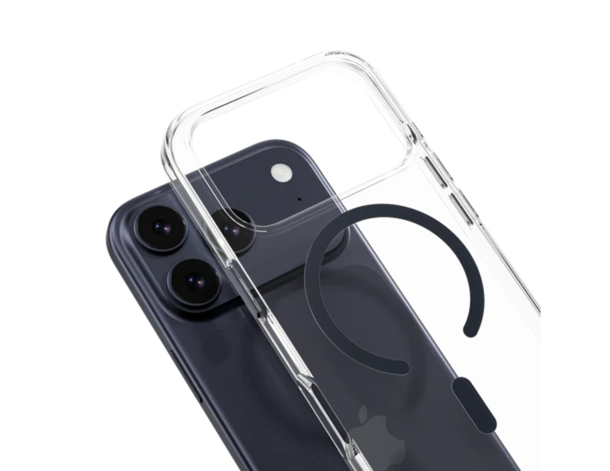 MagEasy Bright M Never Yellowing Protective Clear Case for iPhone 17 Series, MagSafe ring, metal buttons, 16ft drop-proof, anti-yellow, at Thabthaba Store Qatar