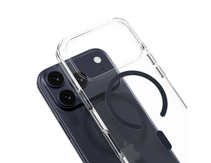MagEasy Bright M Never Yellowing Protective Clear Case for iPhone 17 Series, MagSafe ring, metal buttons, 16ft drop-proof, anti-yellow, at Thabthaba Store Qatar