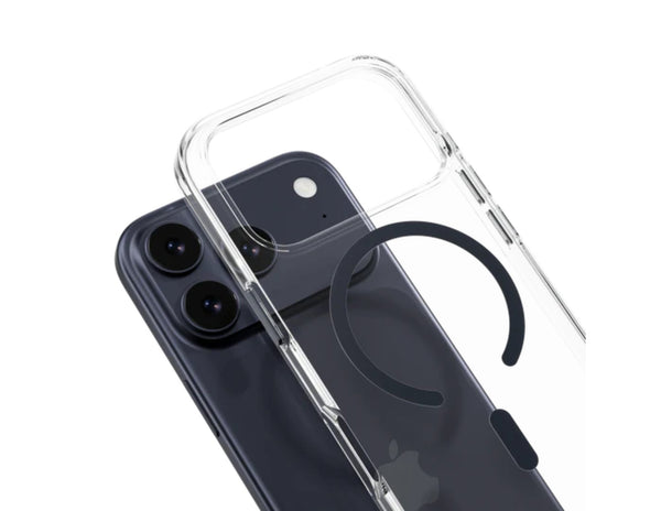 MagEasy Bright M Never Yellowing Protective Clear Case for iPhone 17 Series, MagSafe ring, metal buttons, 16ft drop-proof, anti-yellow, at Thabthaba Store Qatar