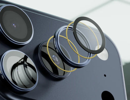 MagEasy Lenz Sapphire Camera Lens Protector for iPhone 17 Pro / Pro Max, synthetic sapphire, IP68 waterproof, PVD MAX titanium metal frame, easy install, at Thabthaba Store Qatar