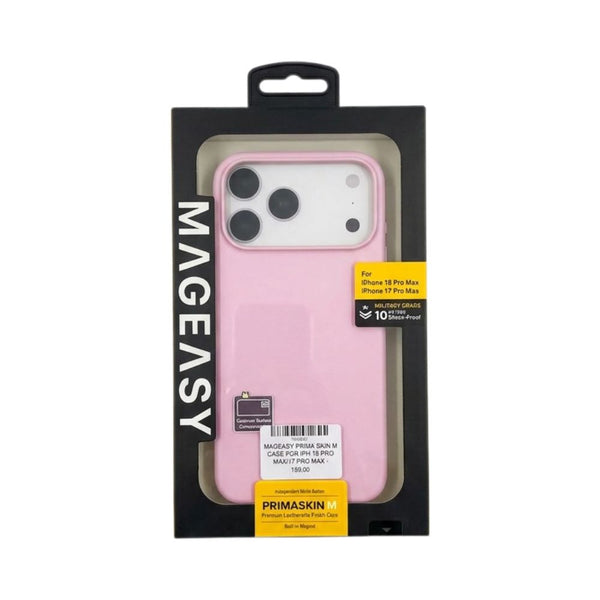 Mageasy PrimaSkin M premium leatherette magnetic case for iPhone 18 Pro Max in Blush Pink with 10ft drop protection Qatar