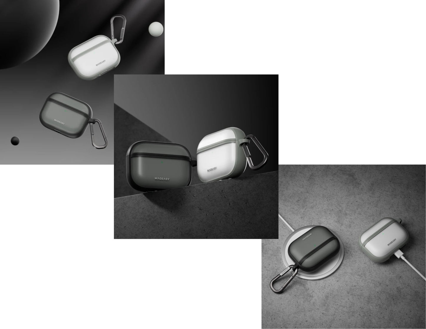 MagEasy Roam AirPods Pro 3 Case – Translucent Black and Gray ultra-protection, non-yellowing and travel-ready, available in Qatar