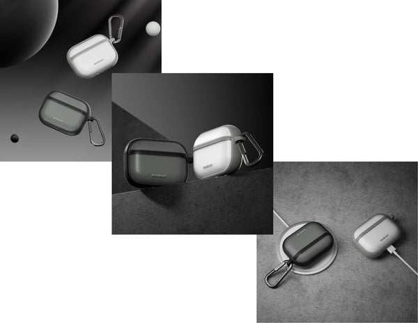 MagEasy Roam AirPods Pro 3 Case – Translucent Black and Gray ultra-protection, non-yellowing and travel-ready, available in Qatar