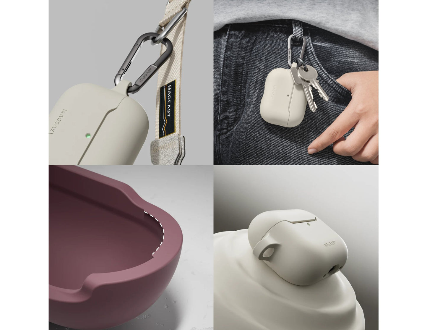 MagEasy Skin AirPods Pro 3 Case – Shockproof colorful TPU with carabiner available in Qatar