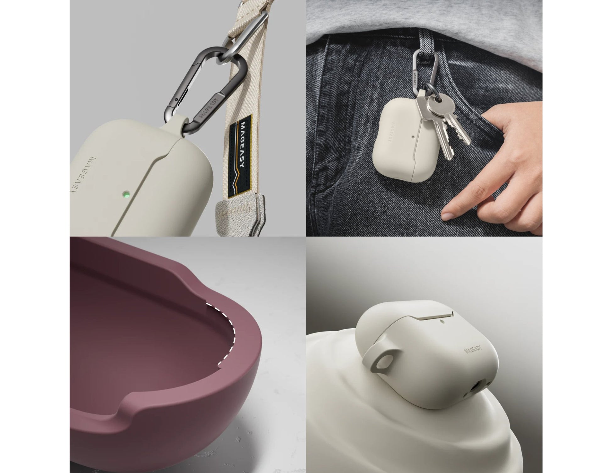 MagEasy Skin AirPods Pro 3 Case – Shockproof colorful TPU with carabiner available in Qatar