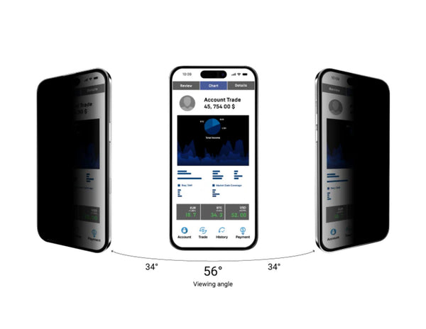 MagEasy Vetro Privacy Tempered Glass Screen Protector for iPhone 17 Series, 56° privacy angle, ultra-thin 9H tempered glass, anti-fingerprint, bubble-free install, at Thabthaba Store Qatar