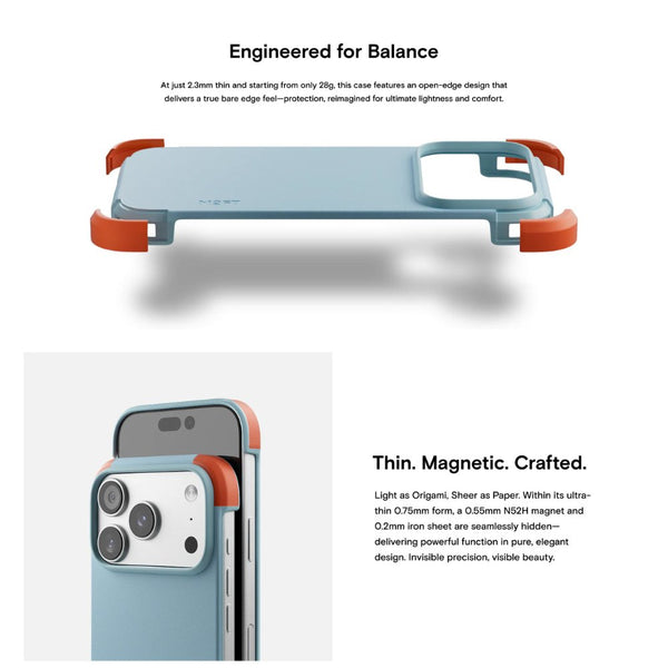 MOFT Frame Case MOVAS™ MagSafe vegan leather case for iPhone 17 Pro Max Soothing Mist x Sunrise Qatar