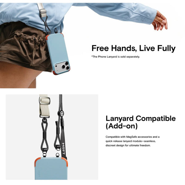 MOFT Frame Case MOVAS™ MagSafe vegan leather case for iPhone 17 Pro Soothing Mist x Sunrise Qatar