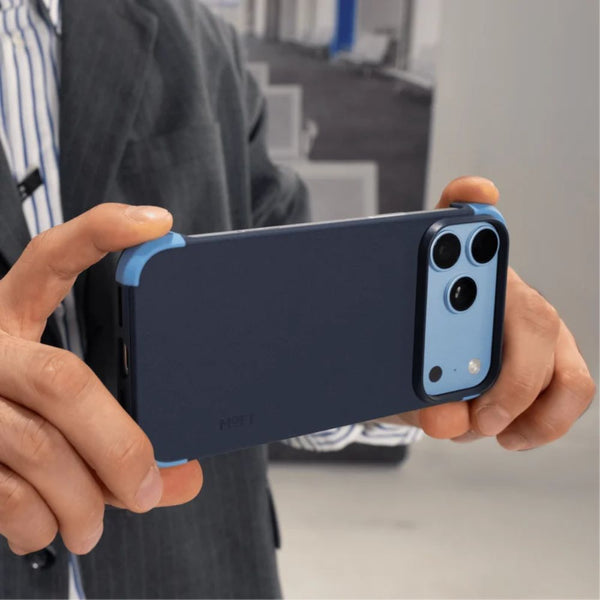 MOFT Frame Case MOVAS for iPhone 18 Pro Max in Navy Blue x Field Blue with vegan leather and MagSafe compatibility Qatar