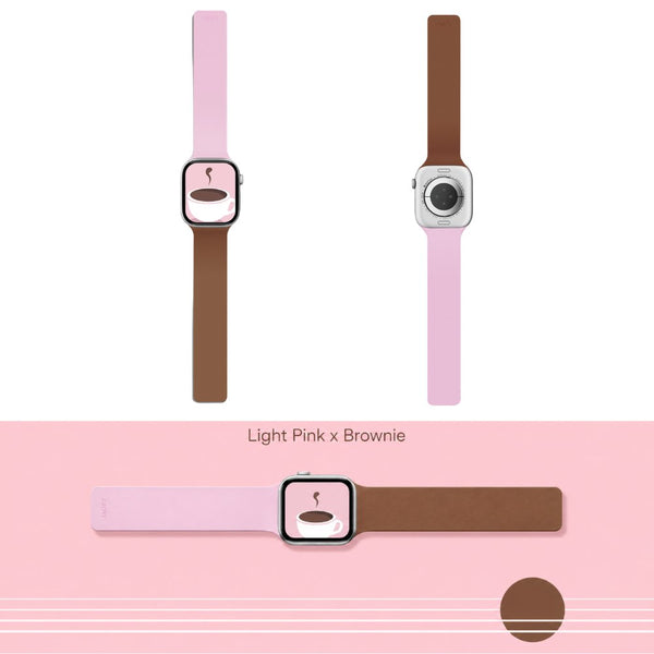 MOFT silicone Apple Watch band Light Pink and Brownie magnetic reversible 44 45 46 49mm Qatar