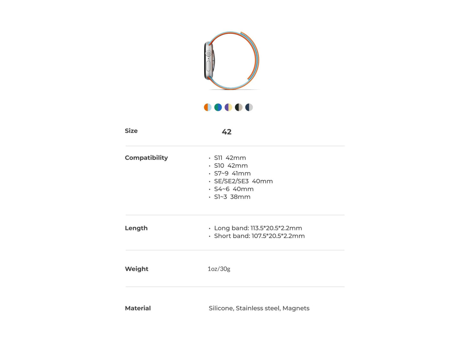 Moft Snap Magnetic Duo-Color Watch Band for Apple Watch 40/41/42mm, reversible design, strong magnetic closure, durable silicone, at Thabthaba Store Qatar