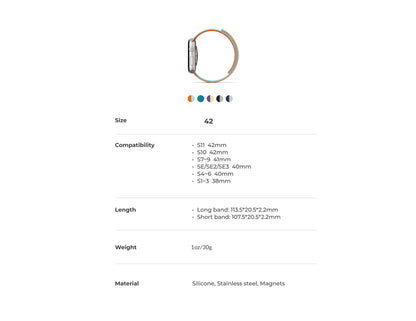 Moft Snap Magnetic Duo-Color Watch Band for Apple Watch 40/41/42mm, reversible design, strong magnetic closure, durable silicone, at Thabthaba Store Qatar
