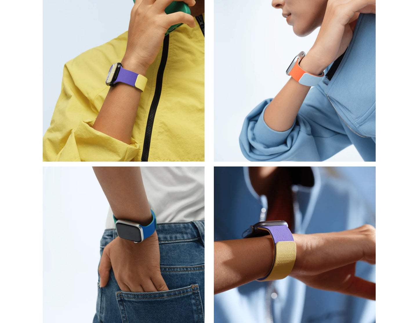 Moft Snap Magnetic Duo-Color Watch Band for Apple Watch 40/41/42mm, reversible design, strong magnetic closure, durable silicone, at Thabthaba Store Qatar