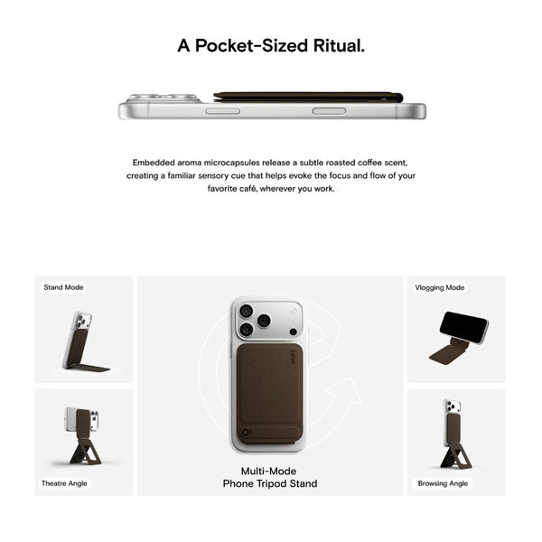 MOFT Snap Phone Tripod MOVAS-E Coffee Bio-Leather MagSafe phone stand and tripod Qatar