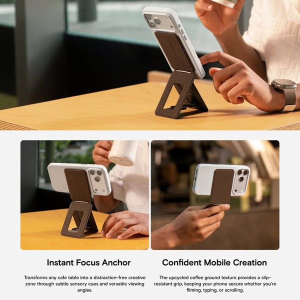 MOFT Snap Phone Tripod MOVAS-E Coffee Bio-Leather MagSafe phone stand and tripod Qatar