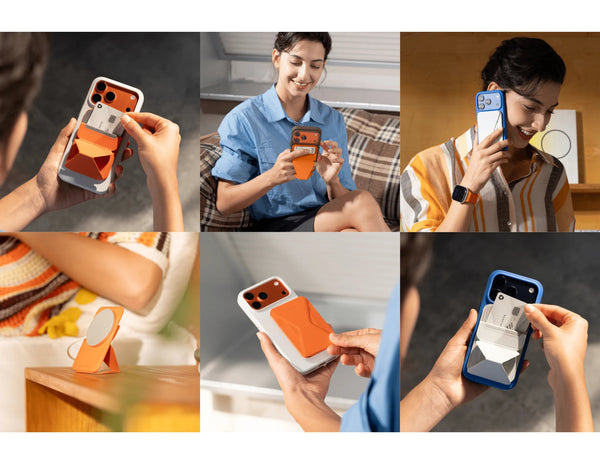 MOFT Trackable Snap-on Phone Stand & Wallet MagSafe-compatible slim wallet and phone stand.
