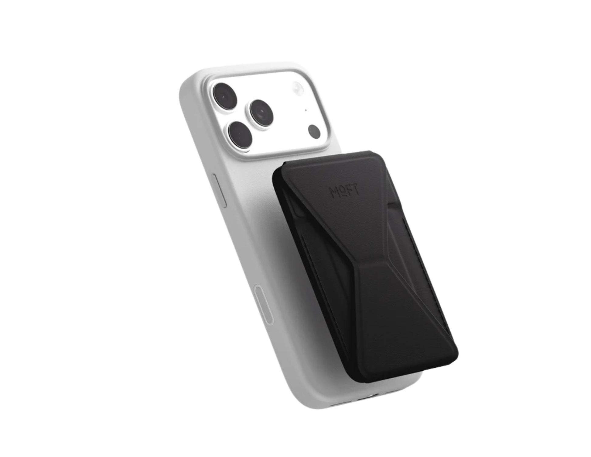 MOFT Trackable Snap-on Phone Stand & Wallet MagSafe-compatible slim wallet and phone stand.