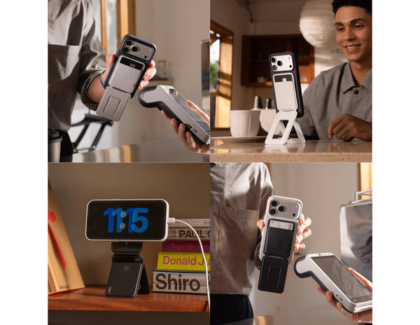 MOFT Trackable Tripod Wallet MagSafe compatible with stand modes and global location tracking.