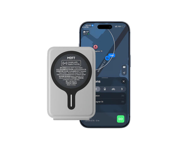 MOFT Trackable Tripod Wallet MagSafe compatible with stand modes and global location tracking.