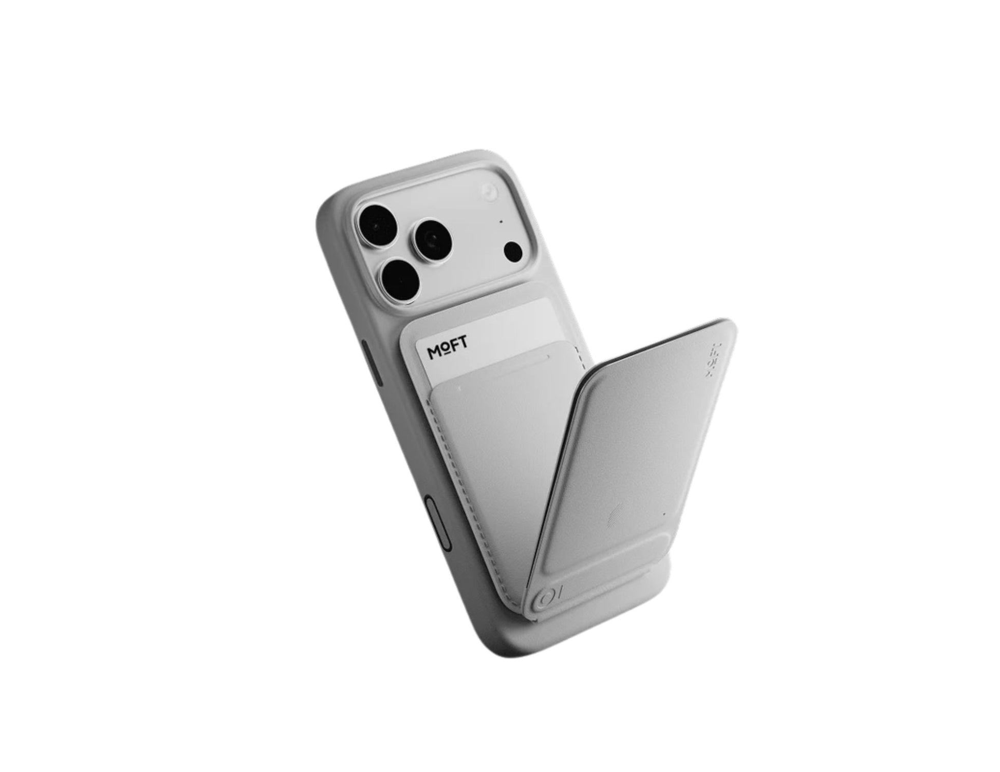 MOFT Trackable Tripod Wallet MagSafe compatible with stand modes and global location tracking.