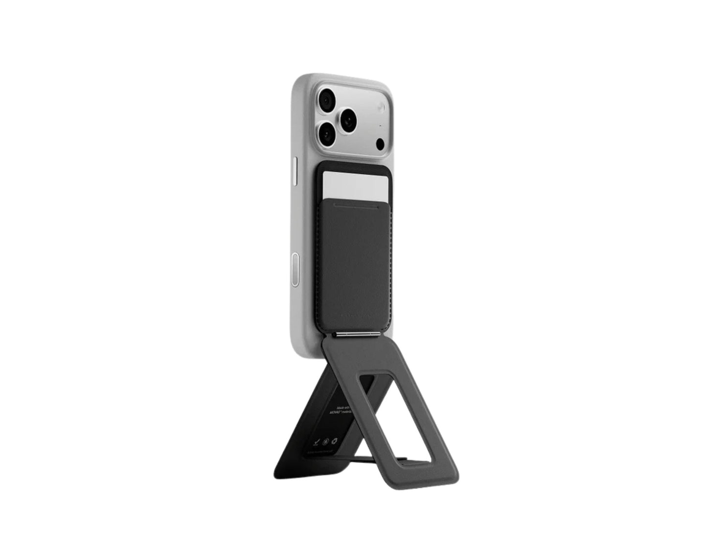 MOFT Trackable Tripod Wallet MagSafe compatible with stand modes and global location tracking.