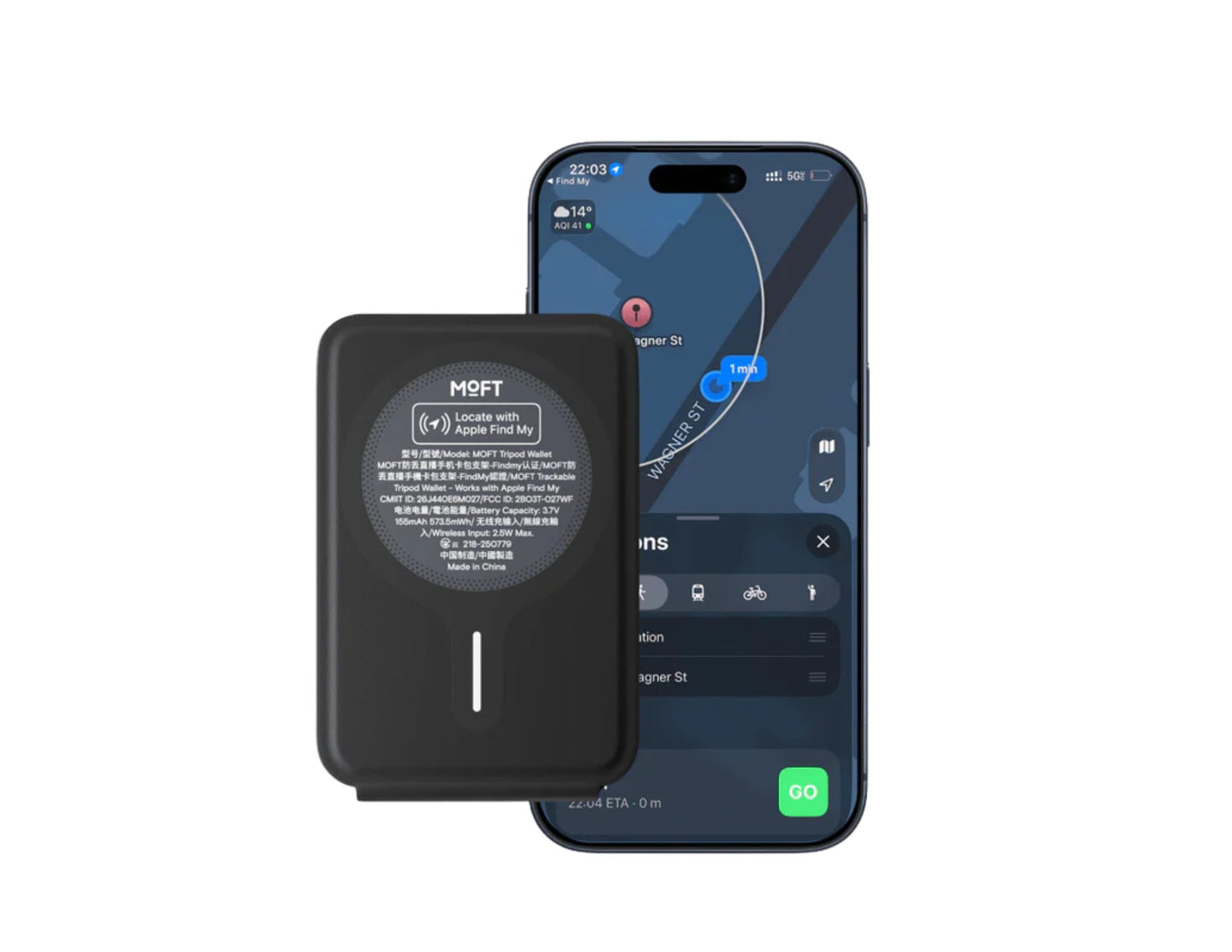 MOFT Trackable Tripod Wallet MagSafe compatible with stand modes and global location tracking.