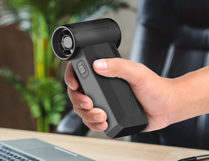 Momax 1° Airo RO12 2-in-1 portable high-speed fan and vacuum cleaner with nozzles and travel pouch at Thabthaba Store Qatar.