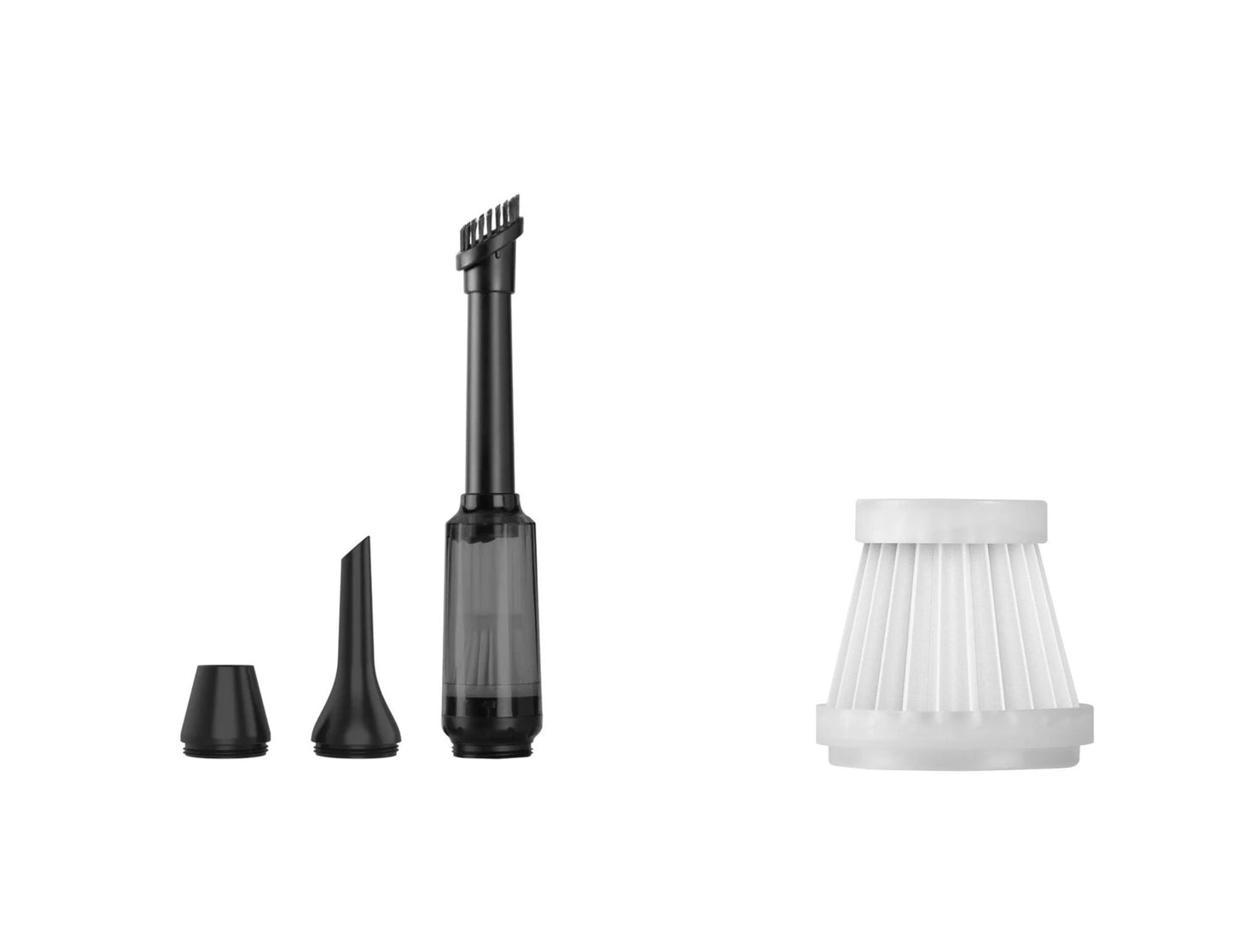 Momax 1° Airo RO12 2-in-1 portable high-speed fan and vacuum cleaner with nozzles and travel pouch at Thabthaba Store Qatar.