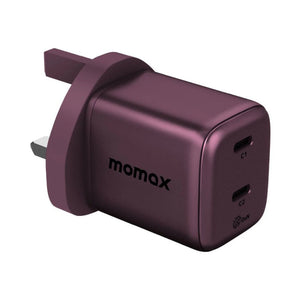 Momax 1-Charge 45W 2-Port GaN Charger in Dusky Cherry with dual USB-C ports and PD 3.2 fast charging in Qatar