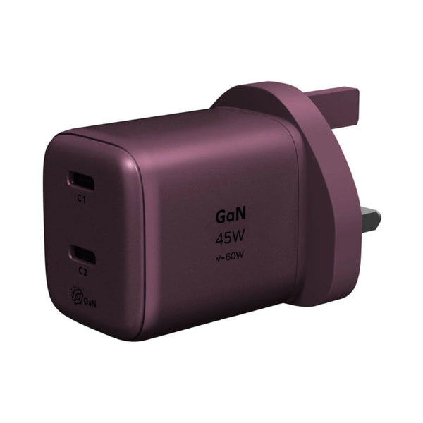 Momax 1-Charge 45W 2-Port GaN Charger in Dusky Cherry with dual USB-C ports and PD 3.2 fast charging in Qatar