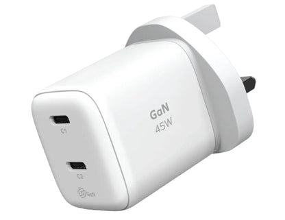 Momax 1-Charge 45W dual USB-C GaN charger compact PD PPS orange white for laptop phone Qatar