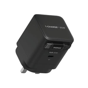 Momax 1-Charge+ 65W GaN charger with built-in retractable USB-C cable and USB-C port Black Qatar