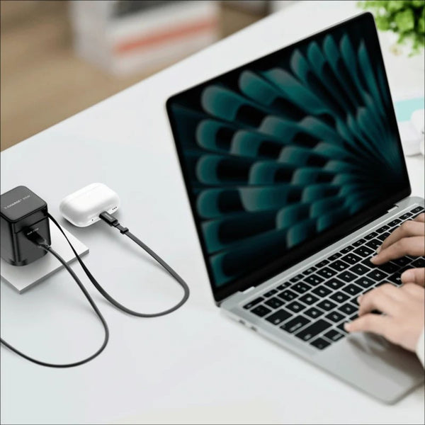 Momax 1-Charge+ 65W GaN charger with built-in retractable USB-C cable and USB-C port Black Qatar