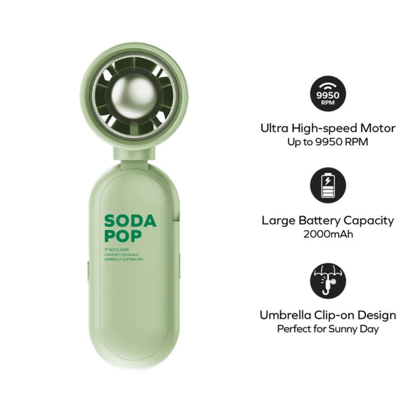 Momax 1° Go Clamp compact foldable umbrella-clip mini fan with 4D airflow Green Qatar