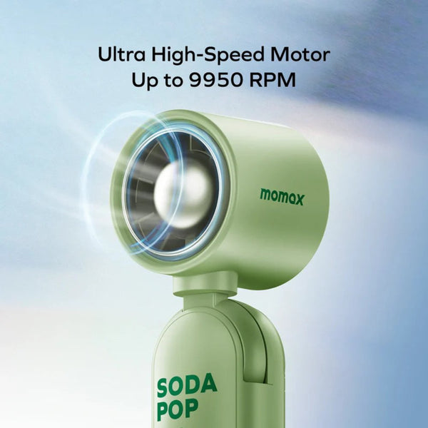 Momax 1° Go Clamp compact foldable umbrella-clip mini fan with 4D airflow Green Qatar