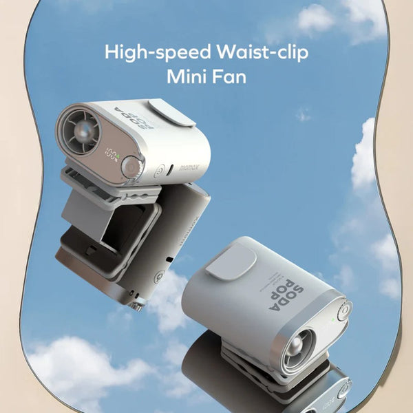Momax 1° Go Clip high-speed waist-clip mini fan with digital display White Qatar