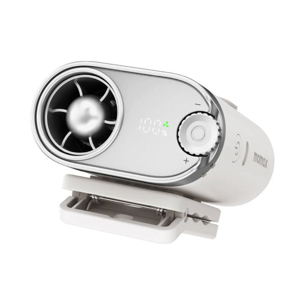 Momax 1° Go Clip high-speed waist-clip mini fan with digital display White Qatar