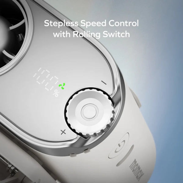 Momax 1° Go Clip high-speed waist-clip mini fan with digital display White Qatar