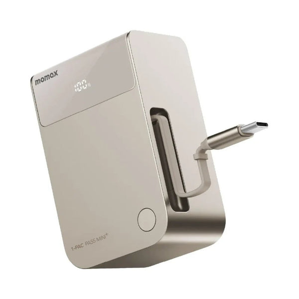 Momax 1-Pac Pass Mini⁺ 10000mAh power bank with retractable USB-C cable Titanium Qatar
