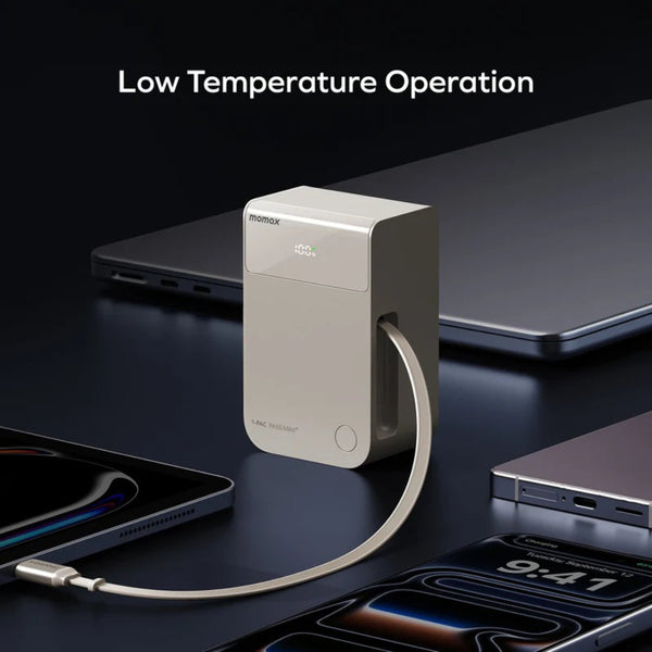 Momax 1-Pac Pass Mini⁺ 10000mAh power bank with retractable USB-C cable Titanium Qatar