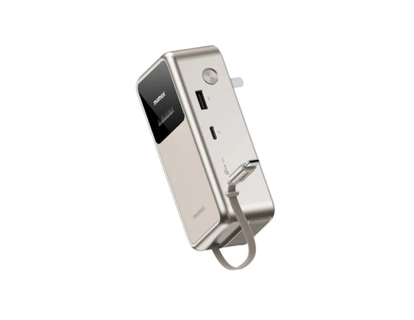 Momax 1-PAC+ 10000mAh GaN battery pack with retractable cable and TFT display at Thabthaba Store Qatar.