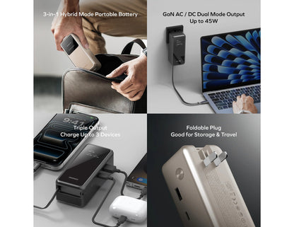 Momax 1-PAC+ 10000mAh GaN battery pack with retractable cable and TFT display at Thabthaba Store Qatar.