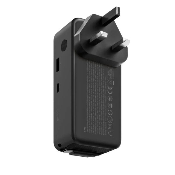 Momax 1-PAC+ 10000mAh GaN battery pack black with 45W PD charging retractable USB-C cable and TFT display Qatar