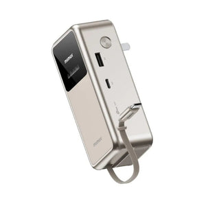 Momax 1-PAC+ 10000mAh GaN battery pack titanium with 45W PD charging retractable USB-C cable and TFT display Qatar