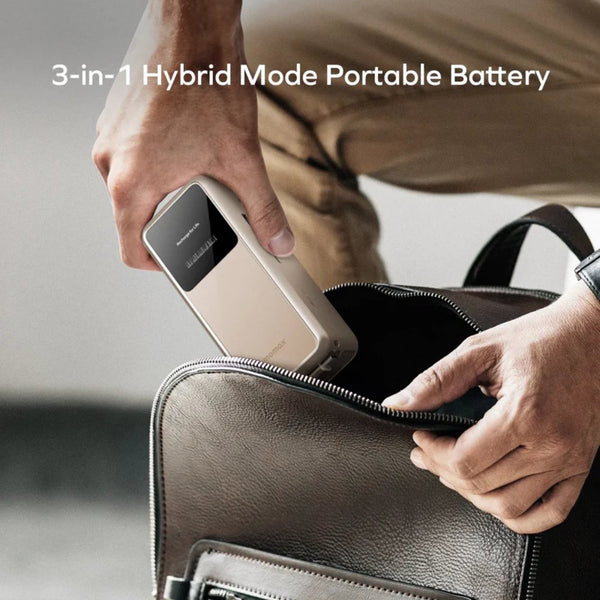 Momax 1-PAC+ 10000mAh GaN battery pack titanium with 45W PD charging retractable USB-C cable and TFT display Qatar