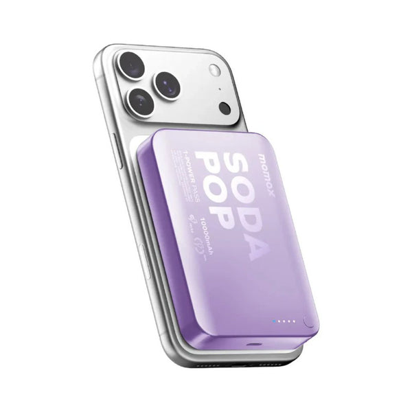 Momax 1-Power Pass magnetic wireless power bank 10000mAh 20W fast charging Purple Soda Pop Qatar