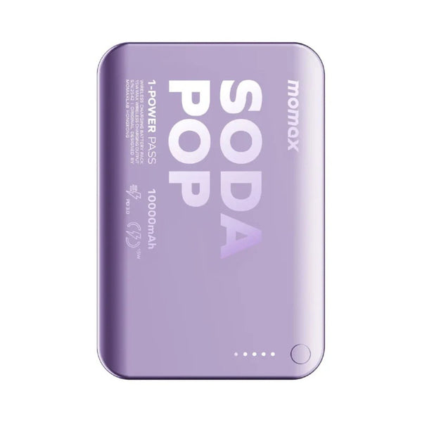 Momax 1-Power Pass magnetic wireless power bank 10000mAh 20W fast charging Purple Soda Pop Qatar