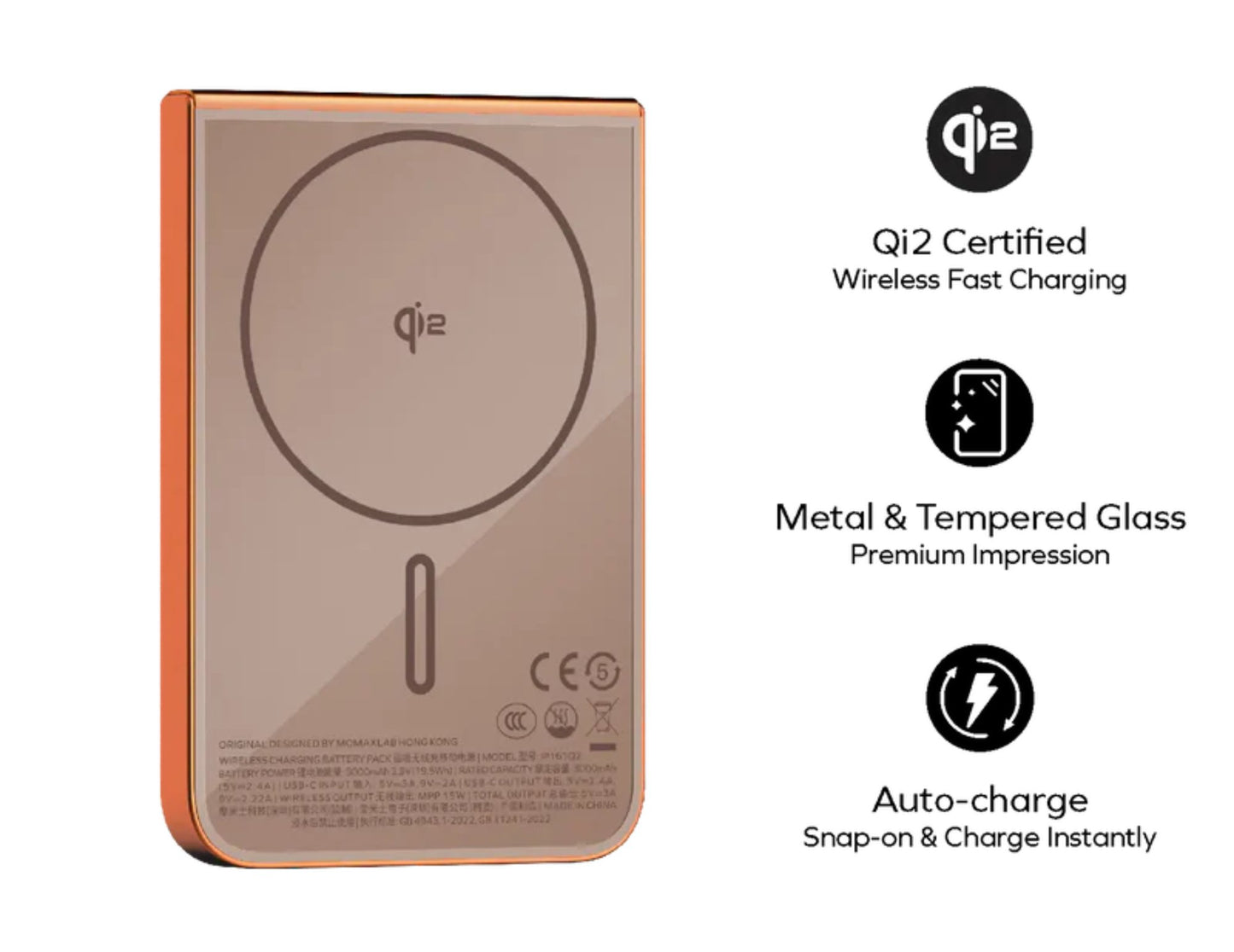 Momax 1-Power S.Pass Qi2 magnetic power bank 5000mAh IP161Q2​