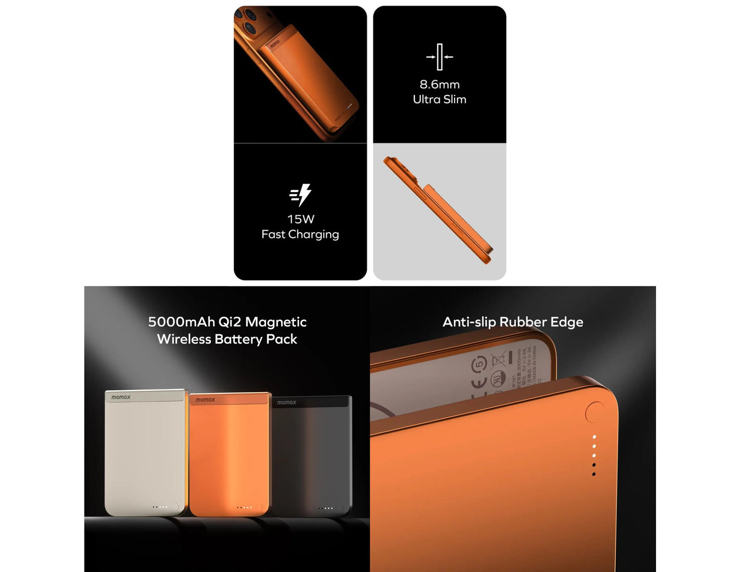 Momax 1-Power S.Pass Qi2 magnetic power bank 5000mAh IP161Q2​